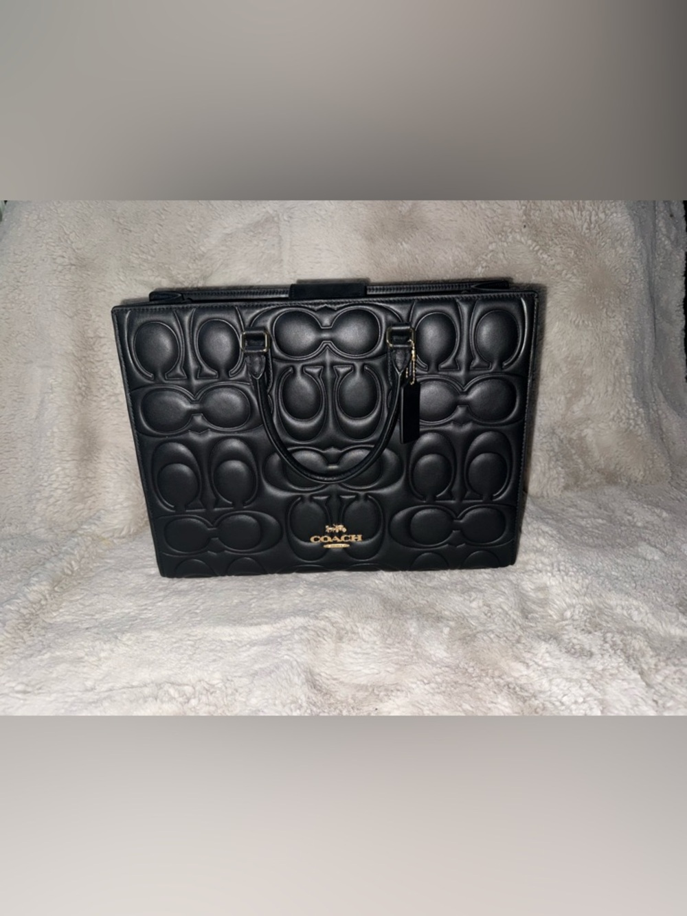 Coach Black Large Maggie Tote Signature Leather NWT